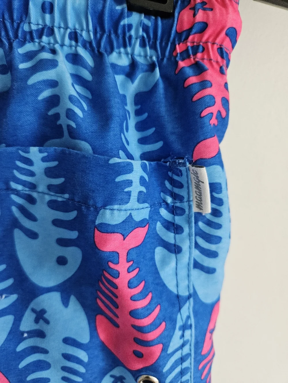 Maamgic Fish Pattern Swim Trunks Pink Blue